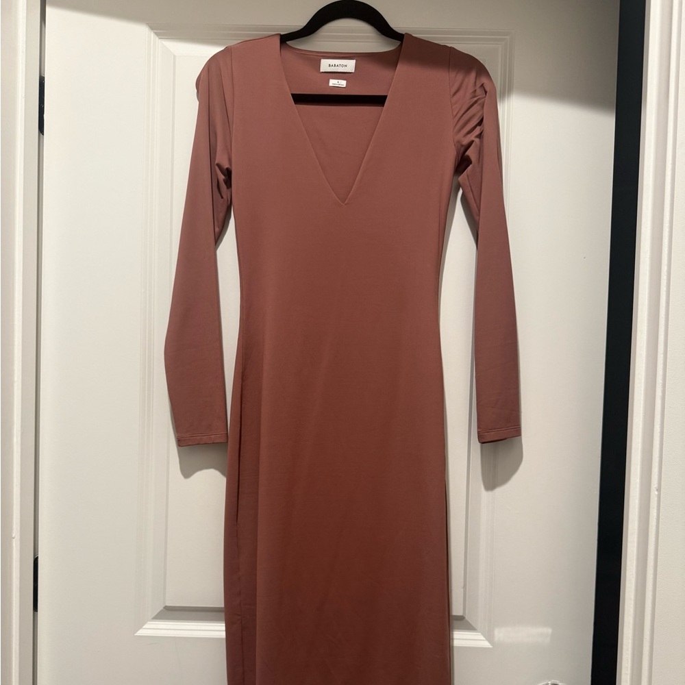 Babaton Dusty Rose Long Sleeve Dress